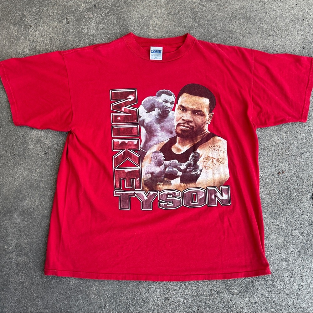 Rare 90s Mike Tyson Rap Tee Vintage Boxing Graphic Red Tultex 2XL